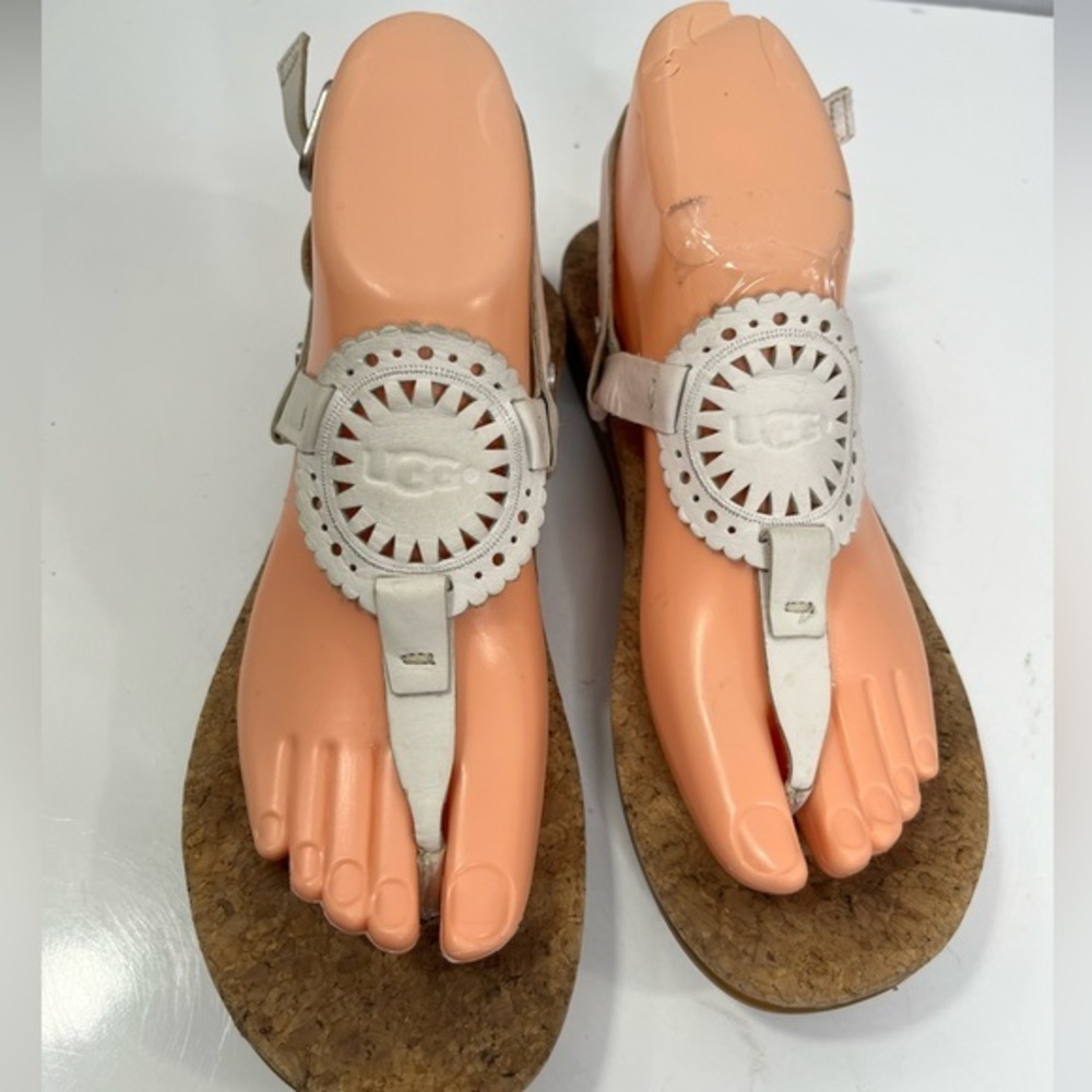 UGG Women's White Sandals cork soles, size 7